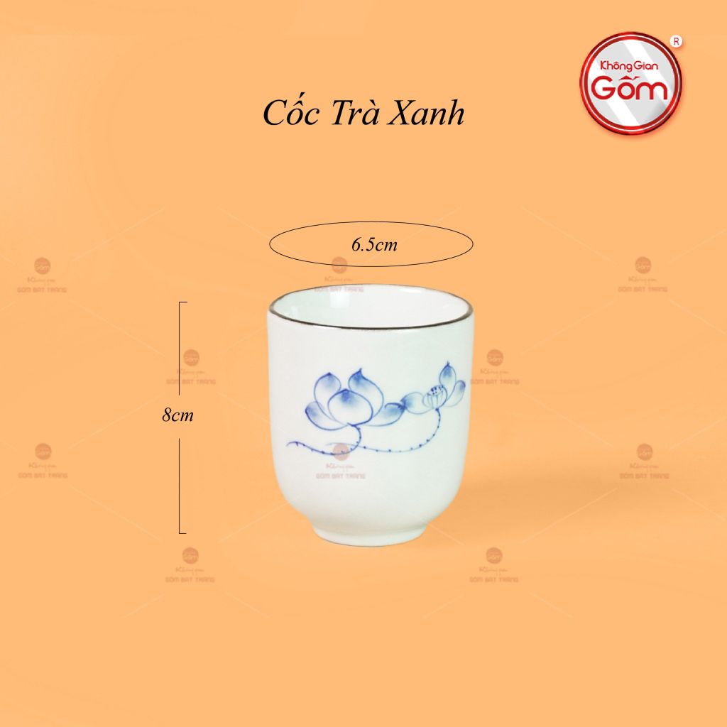 Cốc Uống Trà Dáng Thon Họa Tiết Hoa Sen
