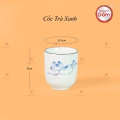 Cốc Uống Trà Dáng Thon Họa Tiết Hoa Sen