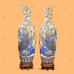 Lộc Bình Công Đào Men Hoàng Thổ Đắp Nổi