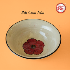 Bát Cơm Nón Hoa Sứ Đỏ