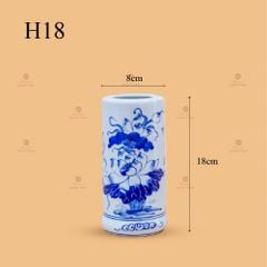 Ống Hương Men Lam Họa Tiết Hoa Sen