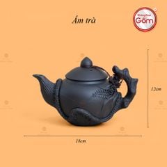 Bộ Ấm Trà Tử Sa Đắp Nổi Hoa Mẫu Đơn Khay Thủng