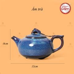 Bộ Ấm Chén Men Hỏa Biến Xanh Quả Hồng