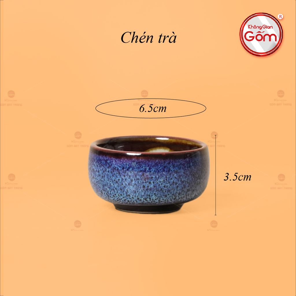 Bộ Ấm Chén Siêu Men Hỏa Biến Xanh Đen Lòng Hoa