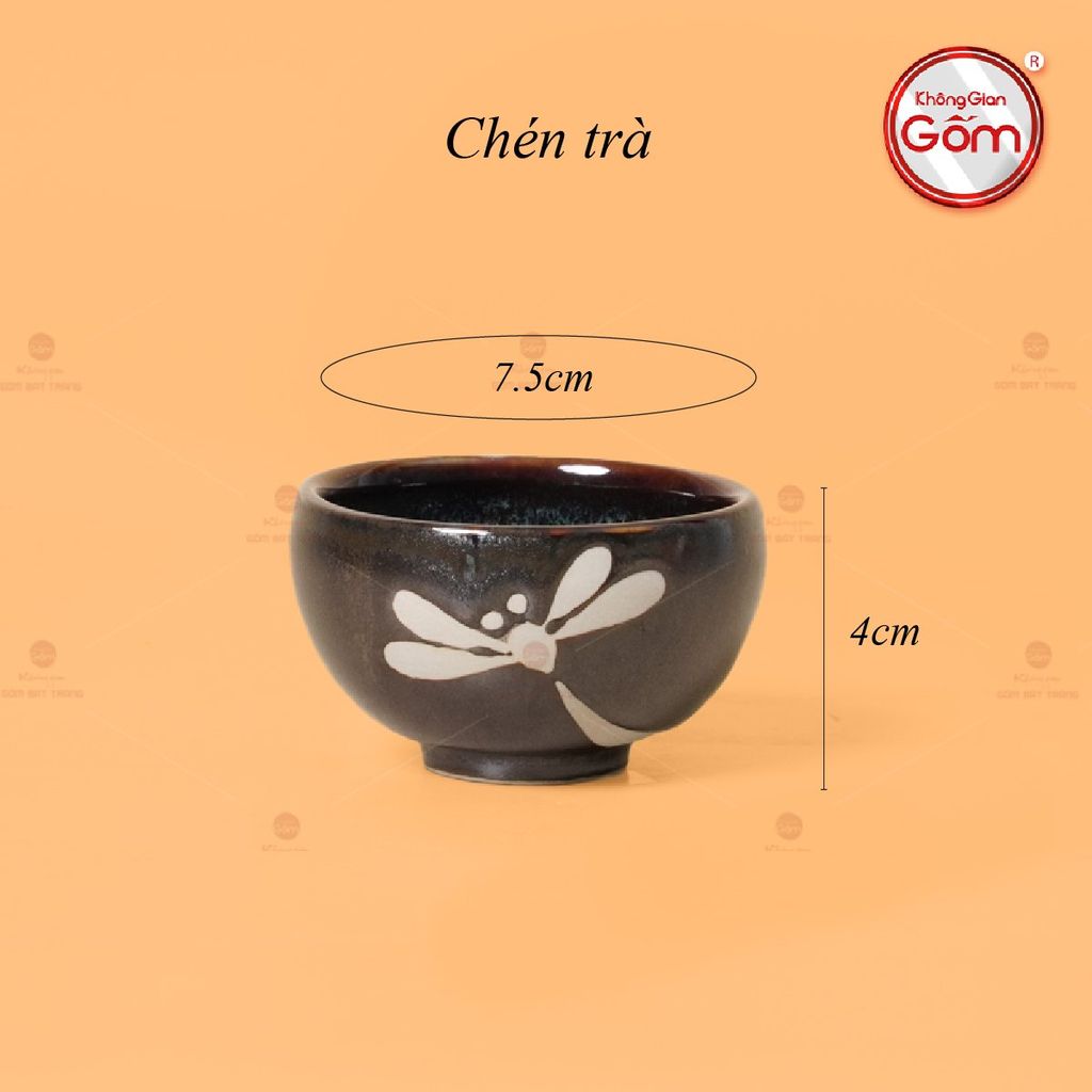 Bộ Ấm Chén Giang Tây Men Hỏa Biến Chuồn Chuồn