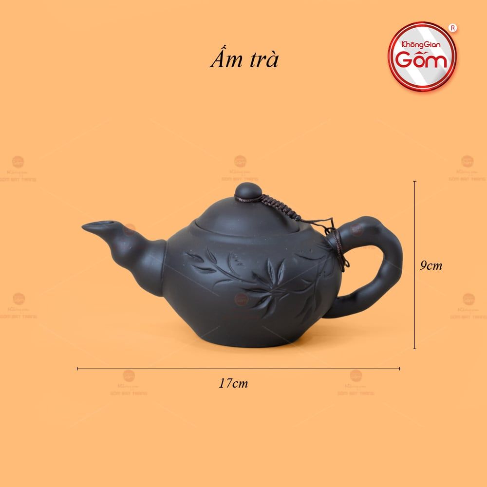 Bộ Ấm Trà Tử Sa Đĩa Đơn Đắp Trúc