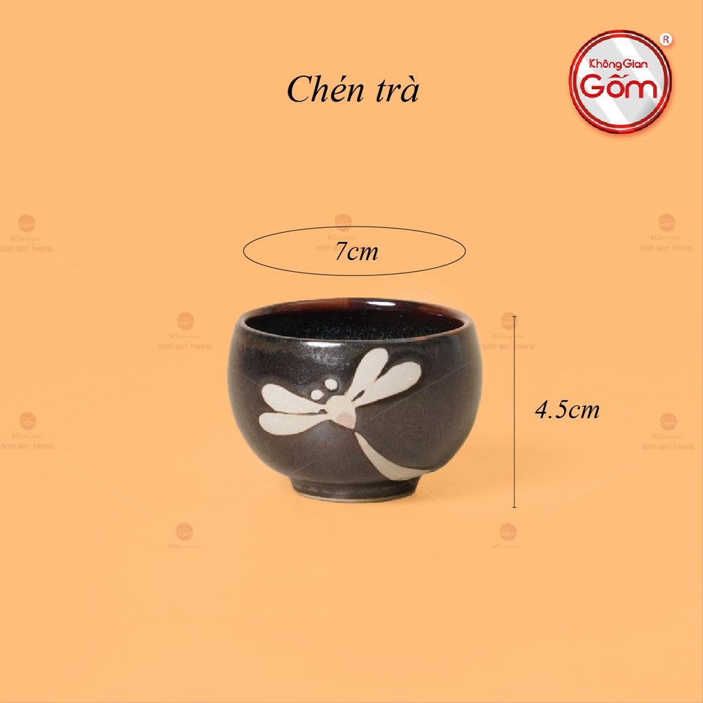 Bộ Ấm Chén Siêu Men Hỏa Biến Chuồn Chuồn