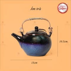Bộ Ấm Chén Bưởi Xanh Men Hỏa Biến Lòng Hoa