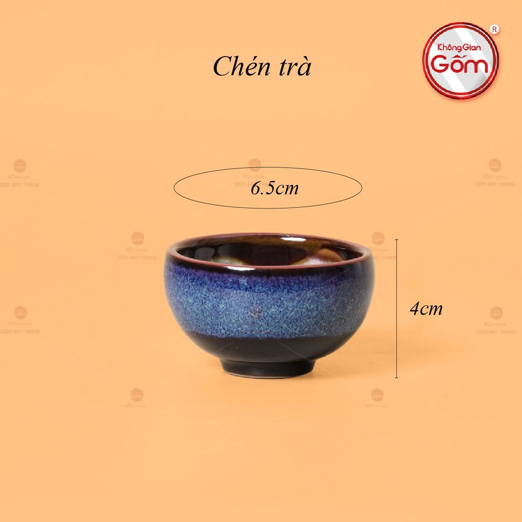 Bộ Ấm Chén Giang Tây Lòng Hoa Men Xanh Hỏa Biến