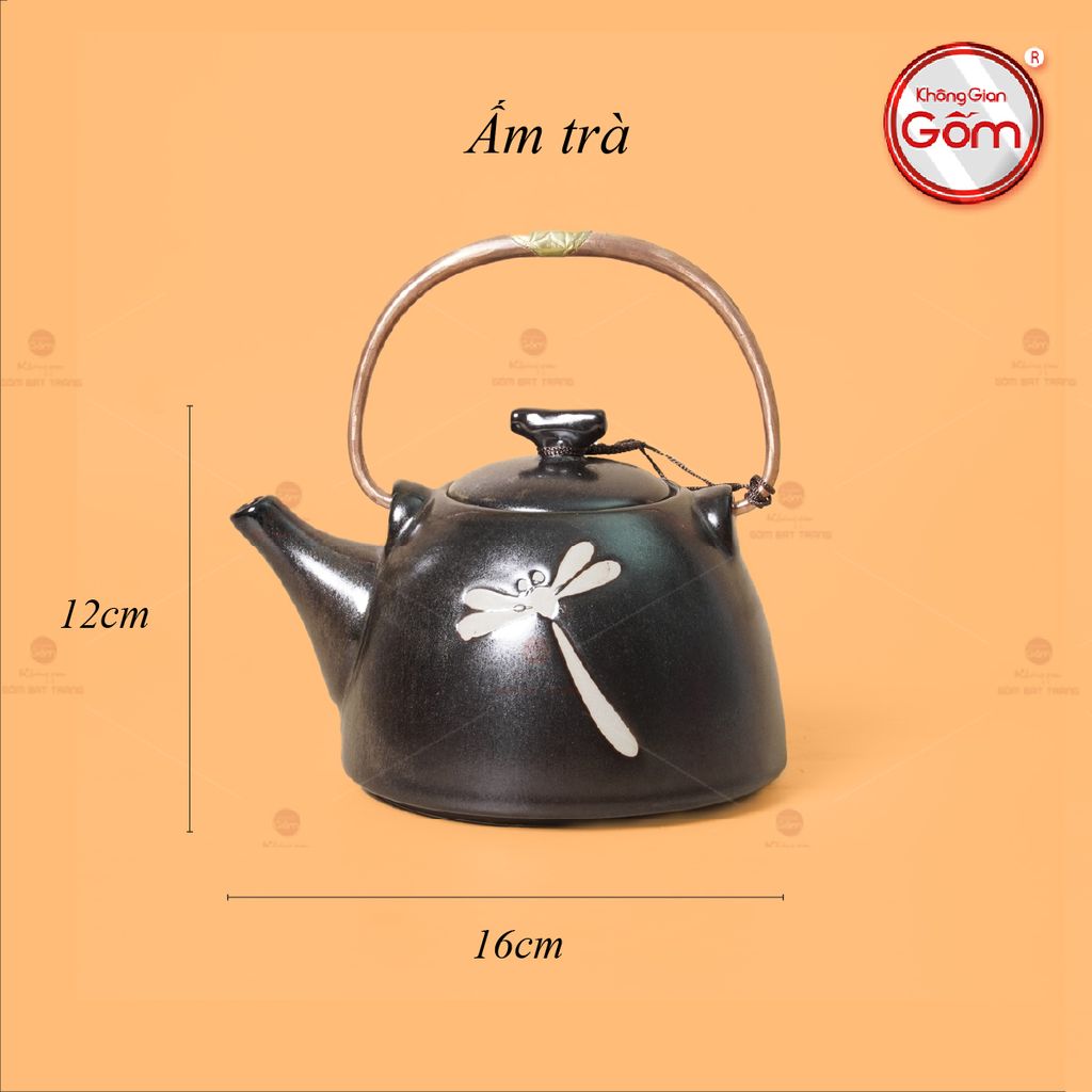 Bộ Ấm Chén Siêu Men Hỏa Biến Chuồn Chuồn