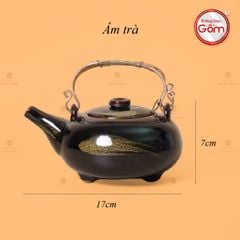 Bộ Ấm Chén Giang Tây Quét Xám Men Hỏa Biến Lòng Hoa