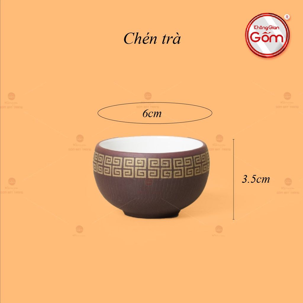 Bộ Ấm Trà Tử Sa Nâu Viền Vàng