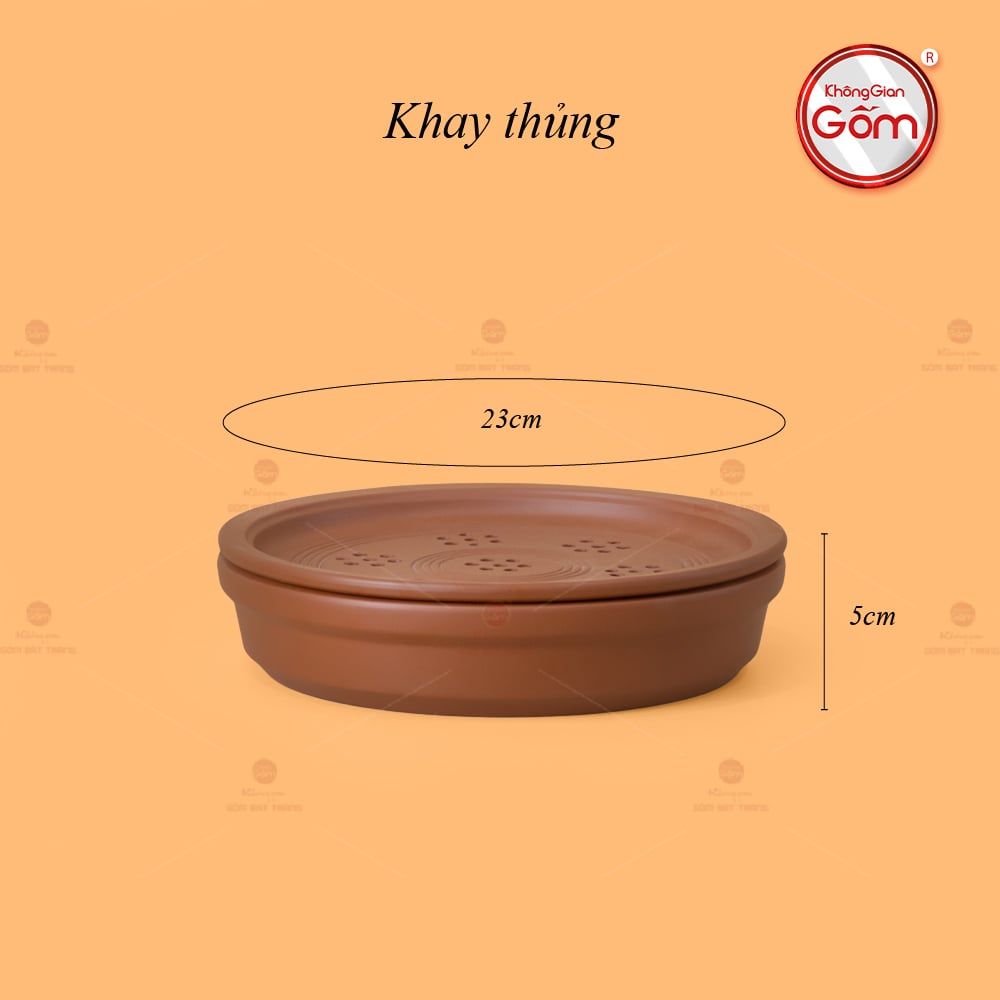 Bộ Ấm Trà Tử Sa Hoa Châm Khay Thủng