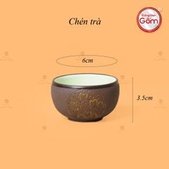 Bộ Ấm Trà Tử Sa Nâu Trăng Vàng