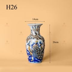 Lọ Hoa Thờ Men Rạn Nổi Họa Tiết Công Đào