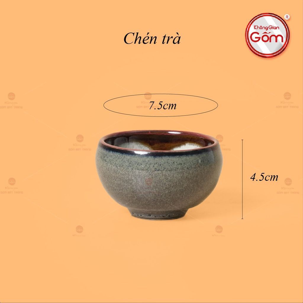 Bộ Ấm Chén Giang Tây Men Hỏa Biến Rêu Lòng Hoa