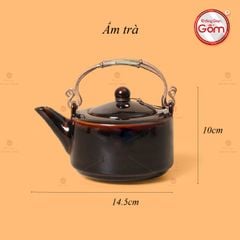 Bộ Ấm Chén Men Hỏa Biến Nâu Đen Ba Chân