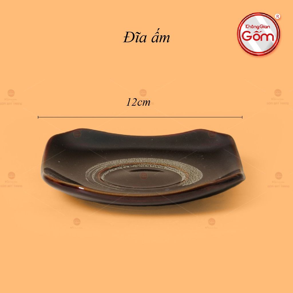 Bộ Ấm Chén Men Hỏa Biến Quét Xám Quả Hồng