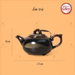 Bộ Ấm Chén Men Hỏa Biến Quét Xám Quả Hồng