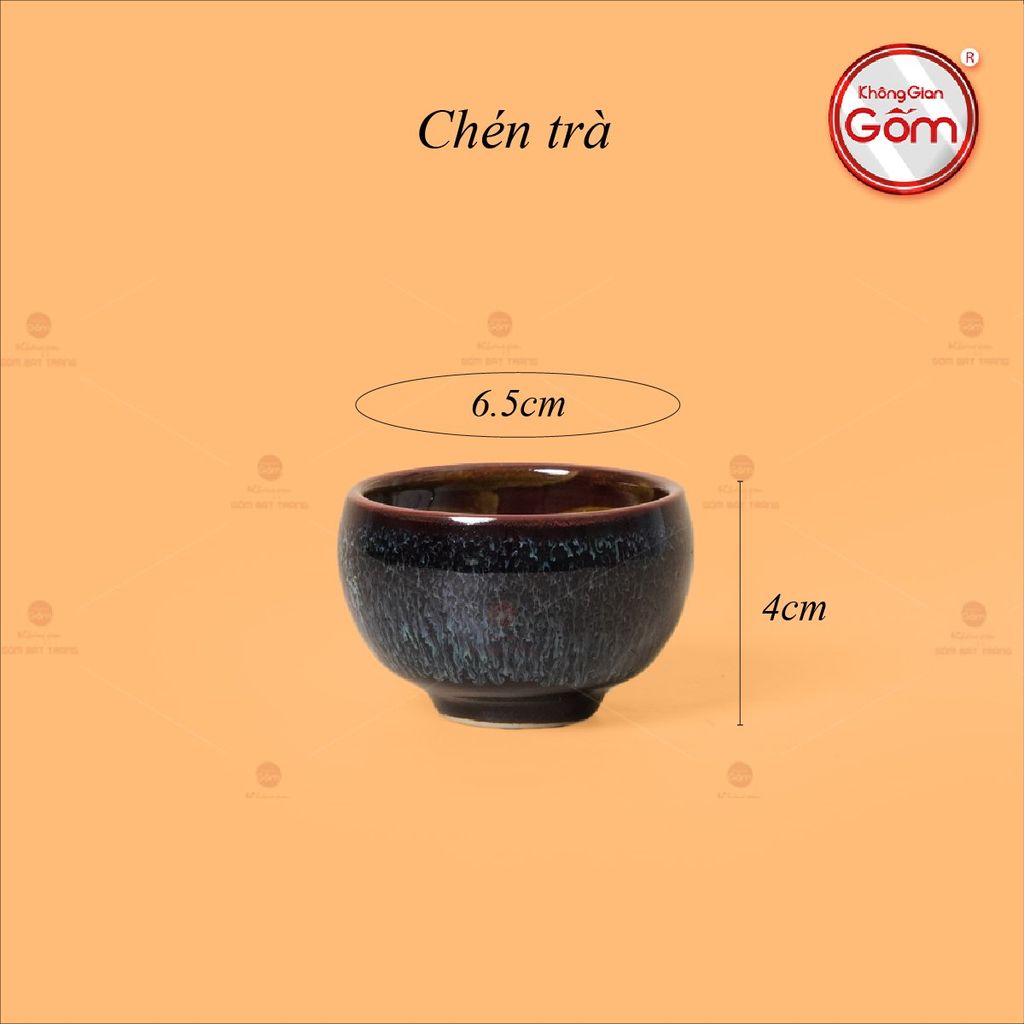 Bộ Ấm Chén Men Hỏa Biến Rêu Quả Hồng