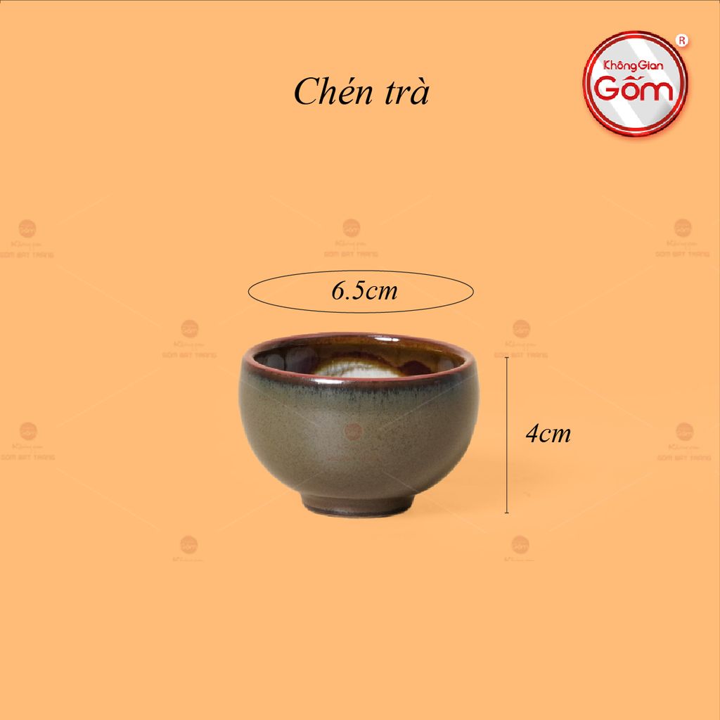 Bộ Ấm Chén Men Hỏa Biến Ngọc Quả Hồng