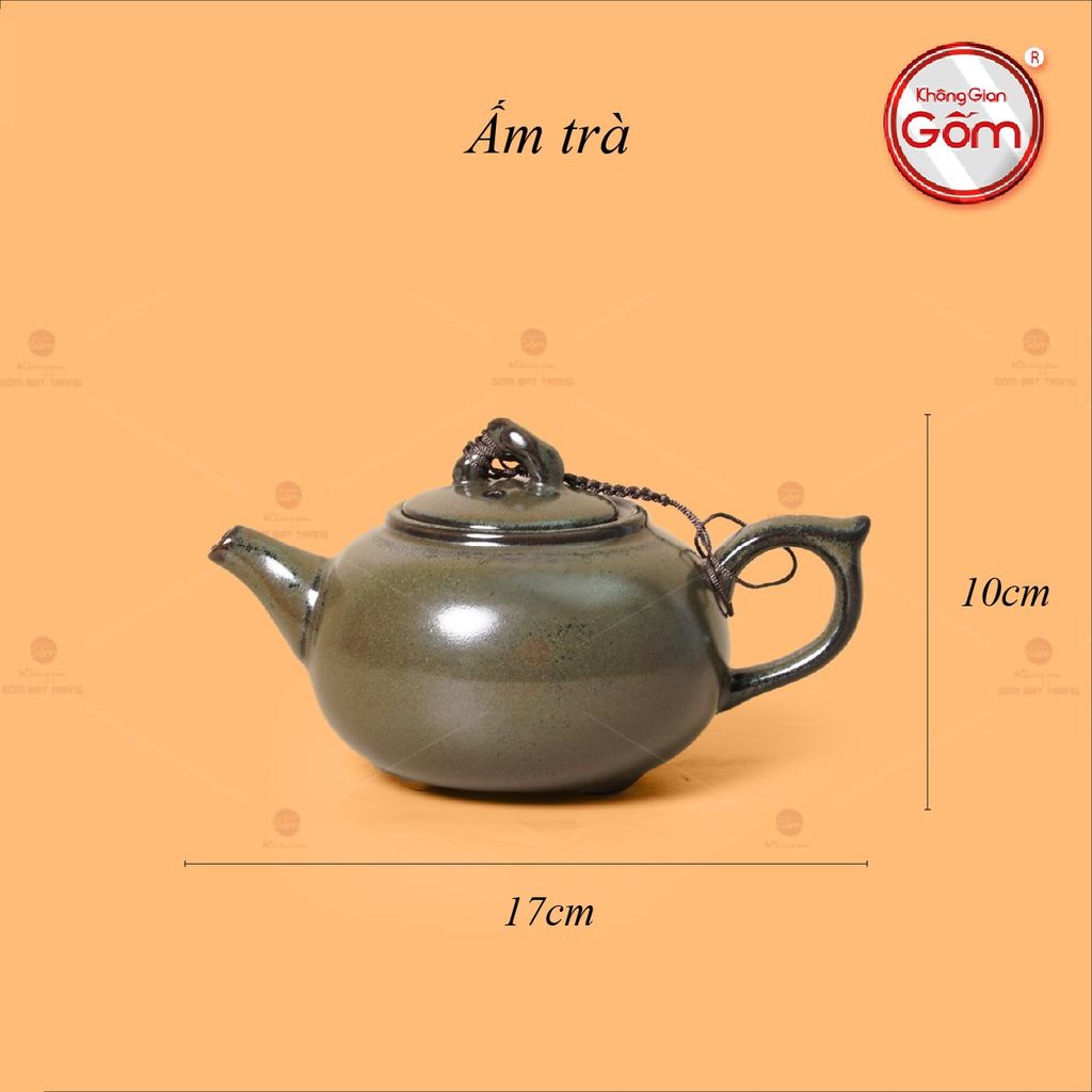 Bộ Ấm Chén Men Hỏa Biến Ngọc Quả Hồng