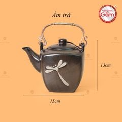 Bộ Ấm Chén Men Hỏa Biến Chuồn Chuồn Dáng Vuông