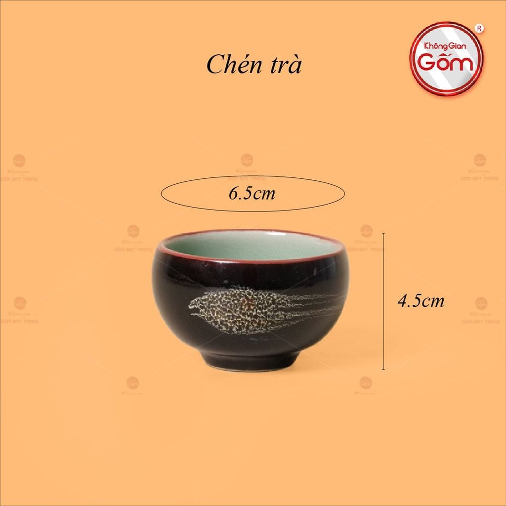 Bộ Ấm Chén Men Hỏa Biến Quét Xám Quả Hồng