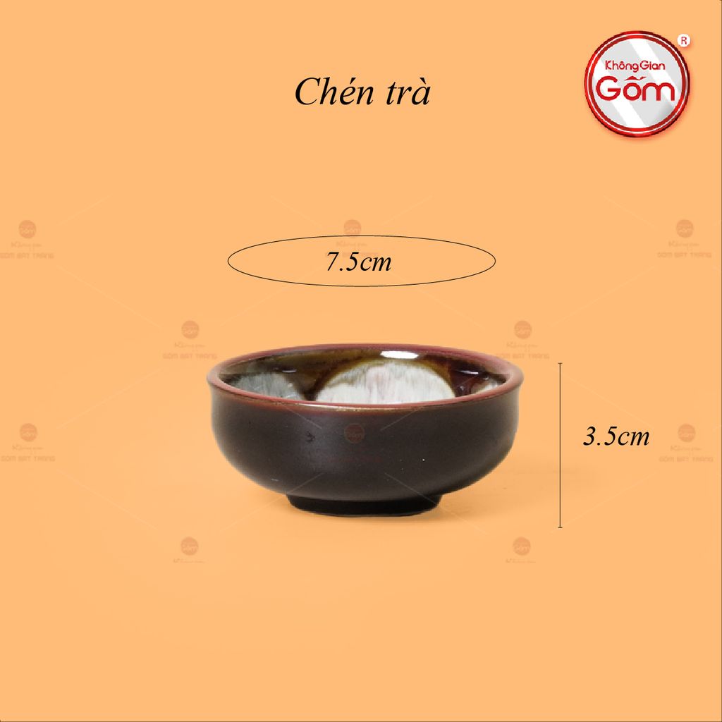 Bộ Ấm Chén Men Hỏa Biến Nâu Đen Ba Chân