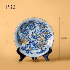 Mâm Bồng Men Rạn Nổi Họa Tiết Long Phụng Trình Tường