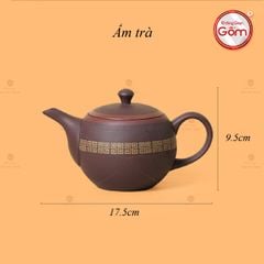 Bộ Ấm Trà Tử Sa Nâu Viền Vàng