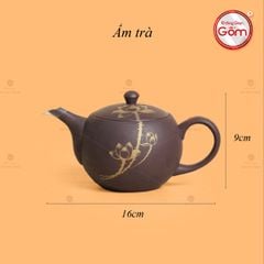Bộ Ấm Trà Tử Sa Nâu Sen Vàng