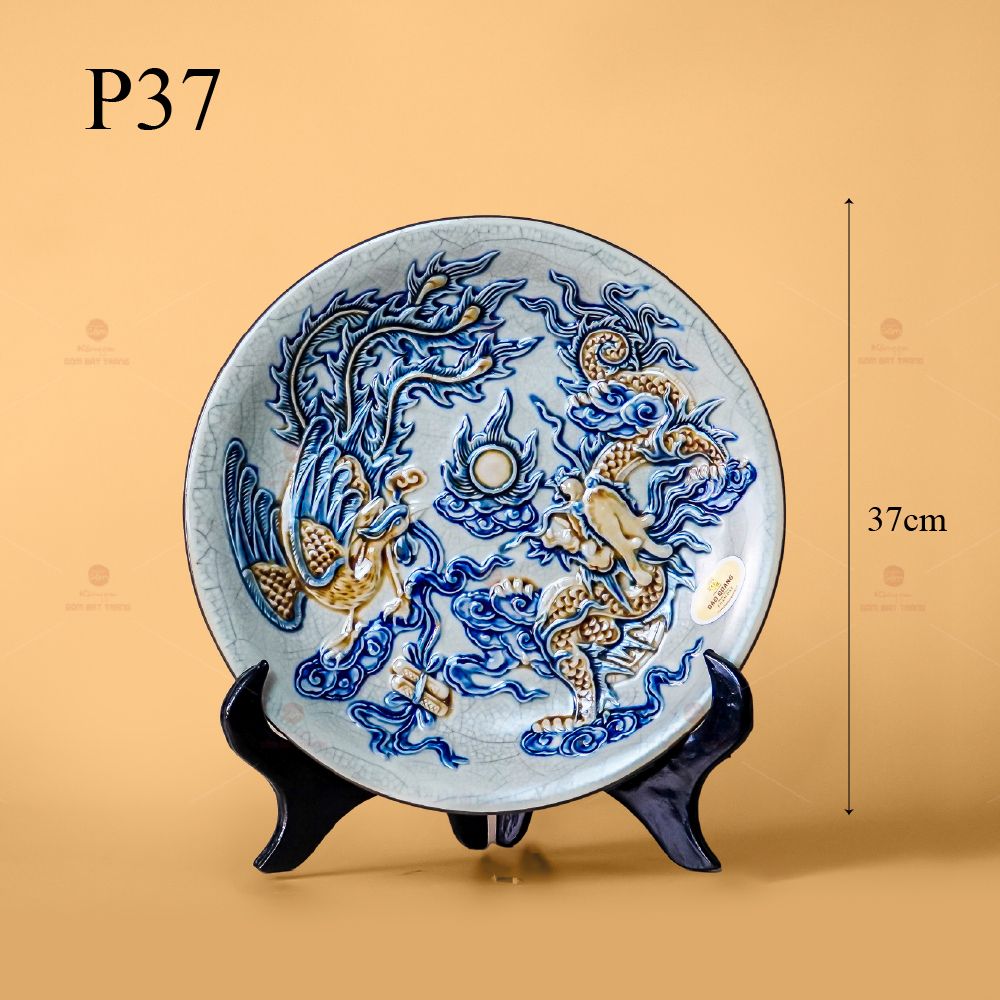 Mâm Bồng Men Rạn Nổi Họa Tiết Long Phụng Trình Tường