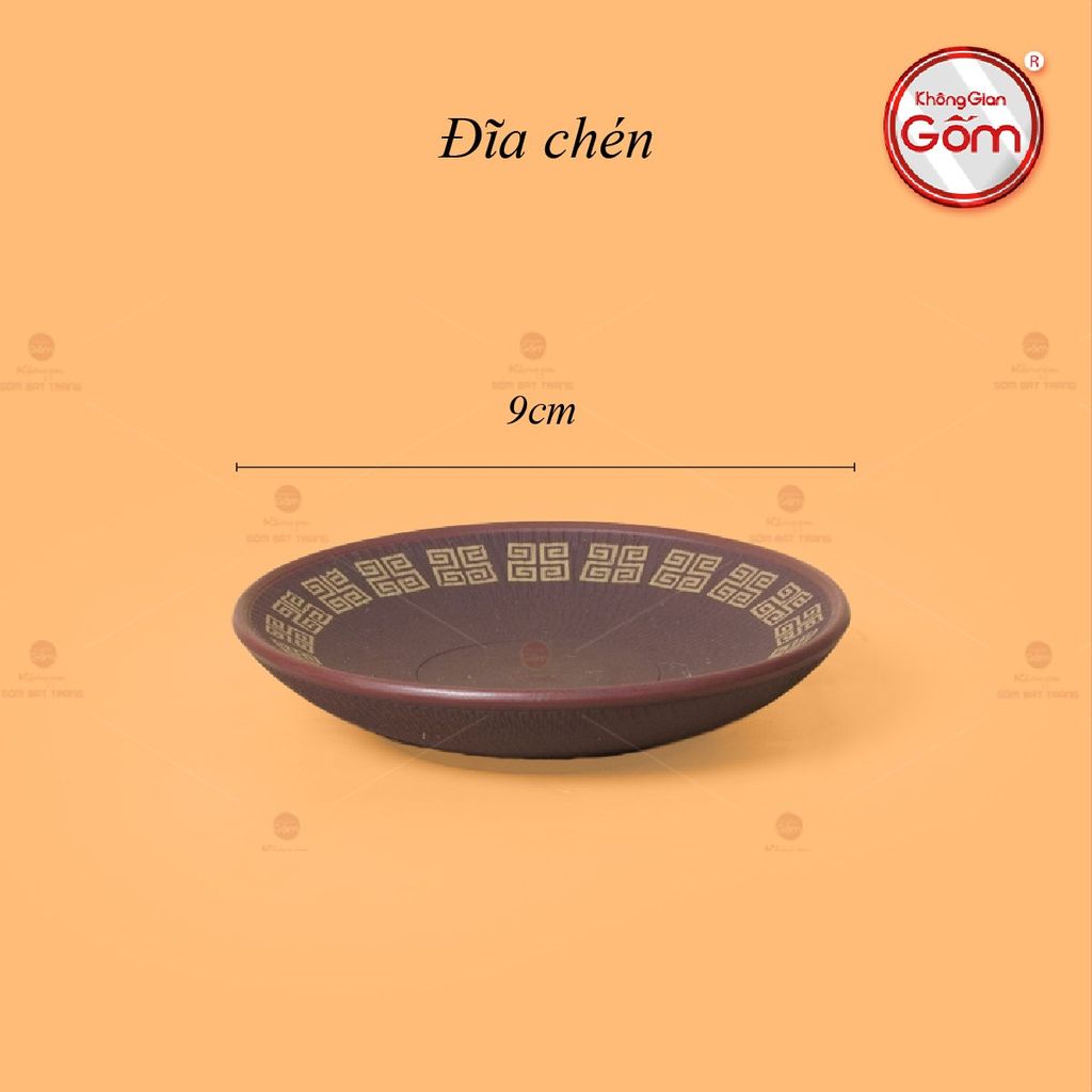 Bộ Ấm Trà Tử Sa Nâu Viền Vàng
