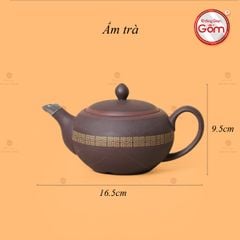 Bộ Ấm Trà Tử Sa Nâu Viền Vàng