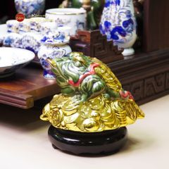 Thiềm Thừ Ngậm Tiền Men Xanh Ngọc Dát Vàng