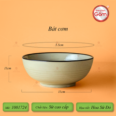 Bát Cơm Hoa Sứ Đỏ