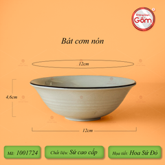 Bát Cơm Nón Hoa Sứ Đỏ