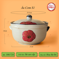Bộ Bát Đĩa Bát Tràng Hoa Sứ Đỏ