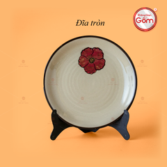 Đĩa Tròn Hoa Sứ Đỏ