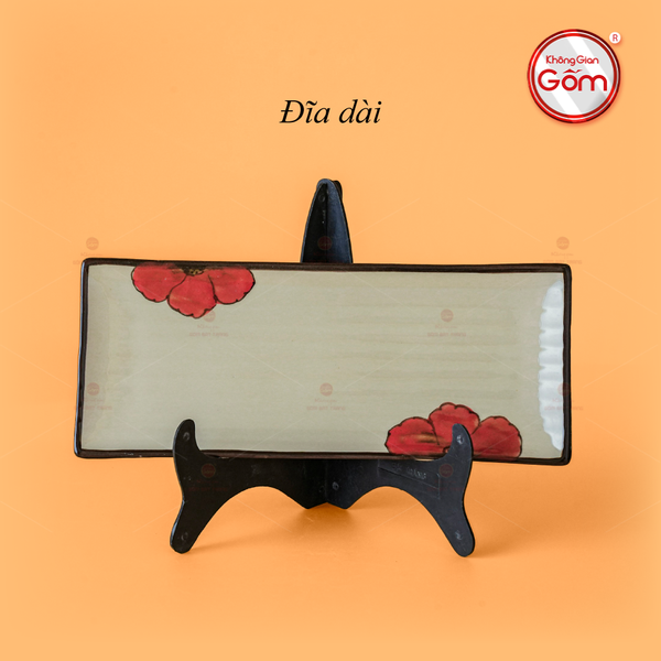 Đĩa Dài Hoa Sứ Đỏ