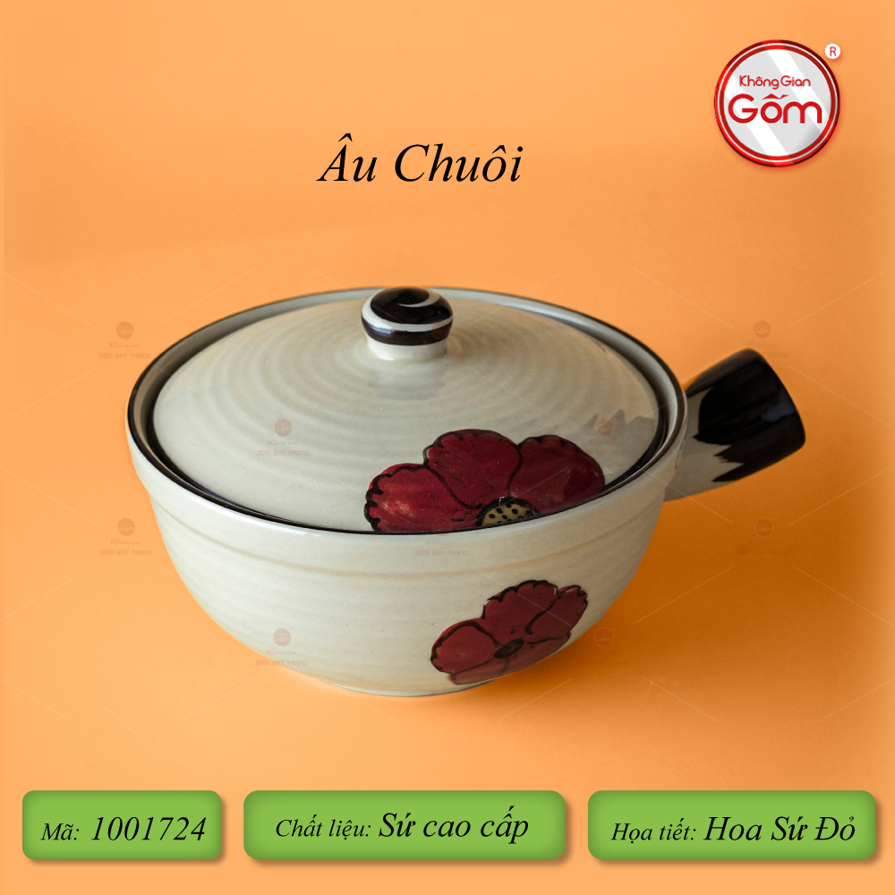 Bộ Bát Đĩa Bát Tràng Hoa Sứ Đỏ