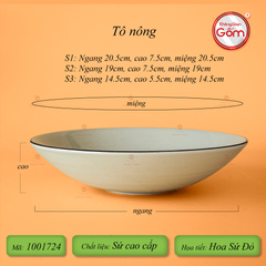 Bộ Bát Đĩa Bát Tràng Hoa Sứ Đỏ