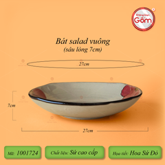 Bộ Bát Đĩa Bát Tràng Hoa Sứ Đỏ