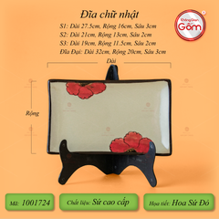 Bộ Bát Đĩa Bát Tràng Hoa Sứ Đỏ