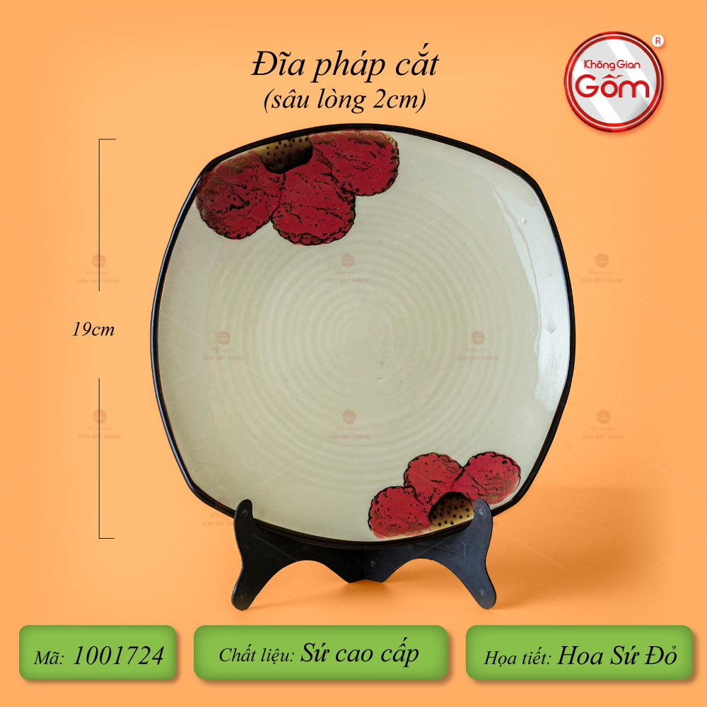 Bộ Bát Đĩa Bát Tràng Hoa Sứ Đỏ