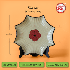 Bộ Bát Đĩa Bát Tràng Hoa Sứ Đỏ