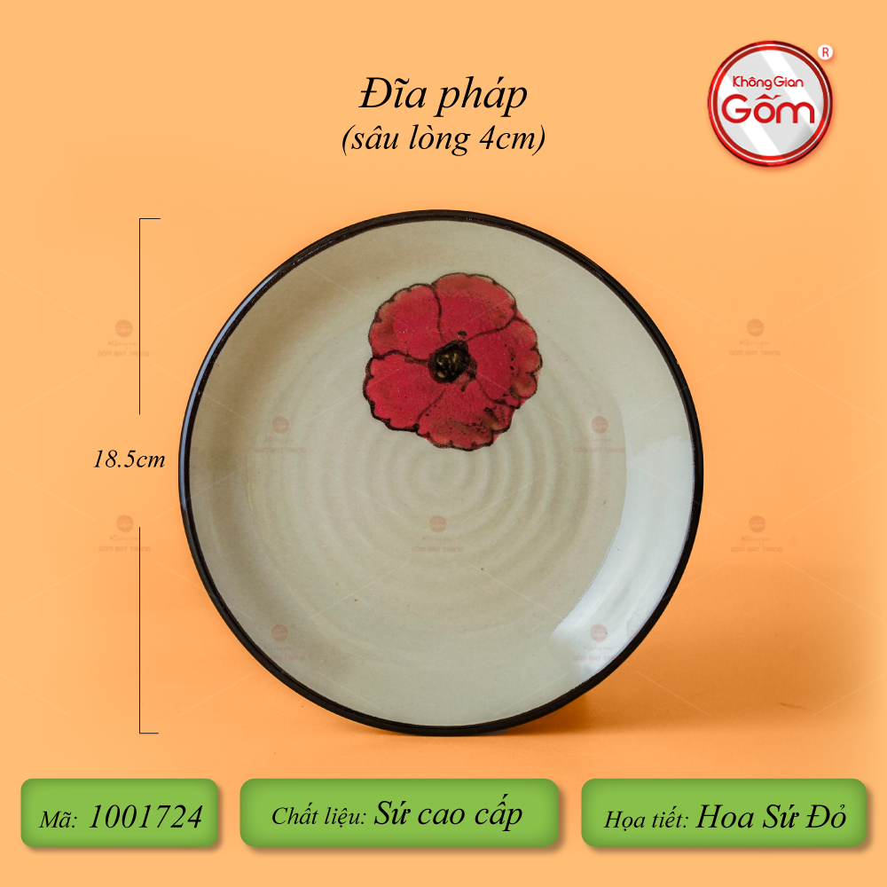 Đĩa Pháp Hoa Sứ Đỏ