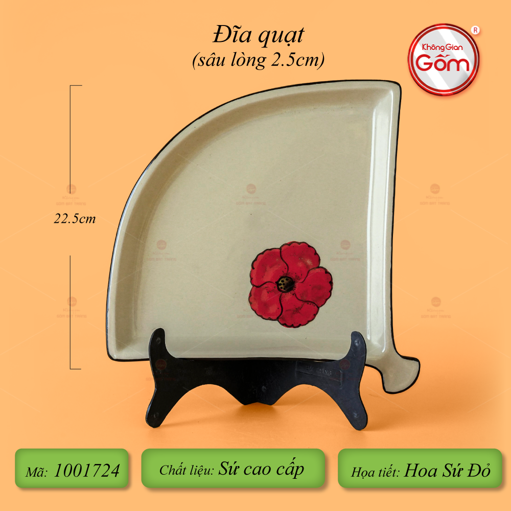 Bộ Bát Đĩa Bát Tràng Hoa Sứ Đỏ