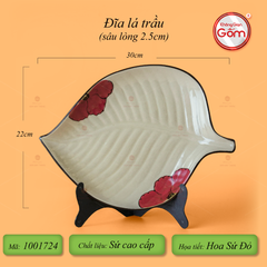 Bộ Bát Đĩa Bát Tràng Hoa Sứ Đỏ